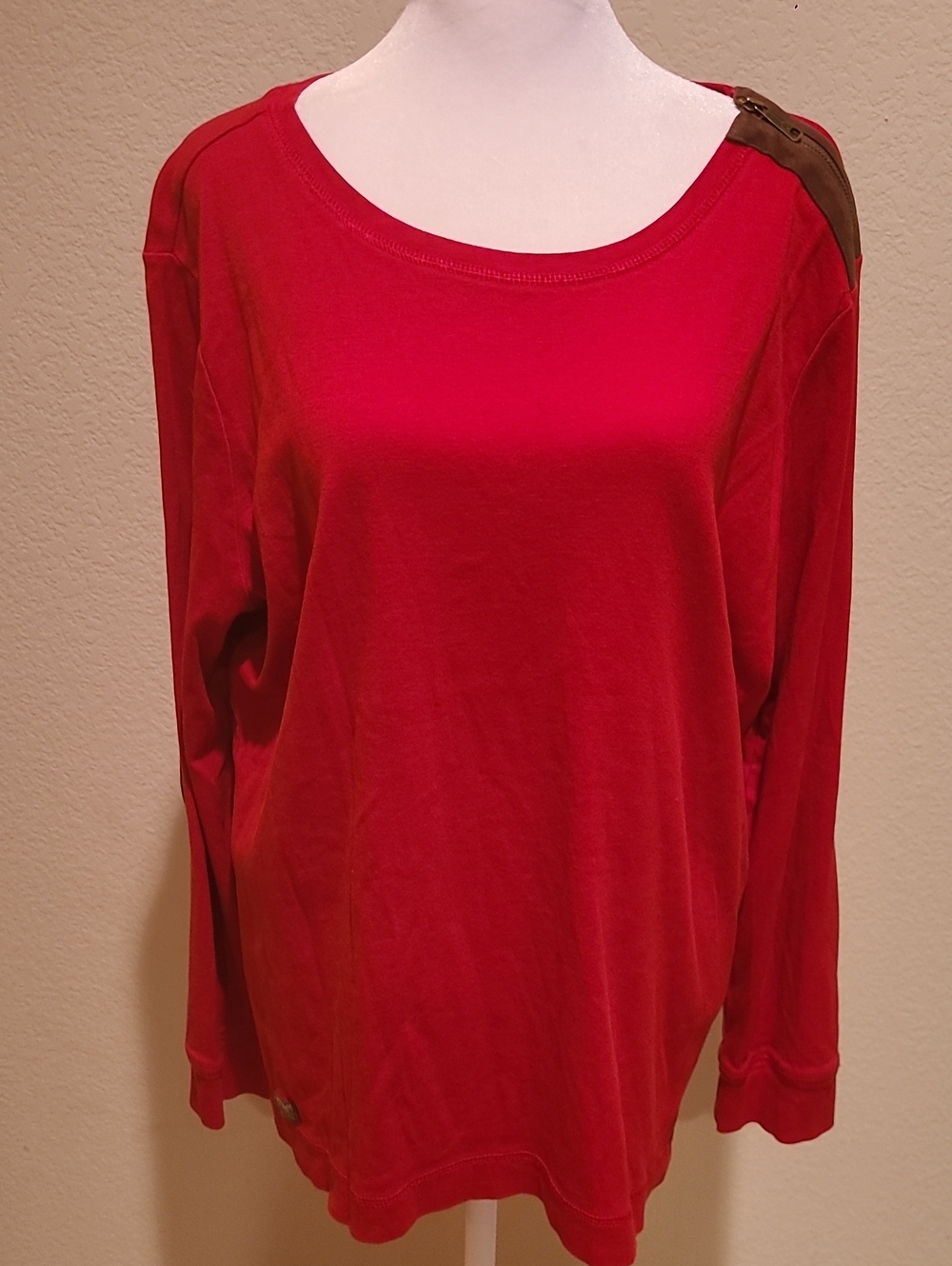 Ralph Lauren Red Long-Sleeve Scoop Neck Top Size 2X